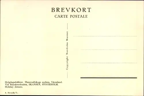 Ak Frau und Mann in schwedischen Trachten