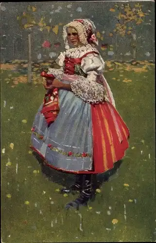 Künstler Ak Uprka, J., Frau in slowakischer Tracht