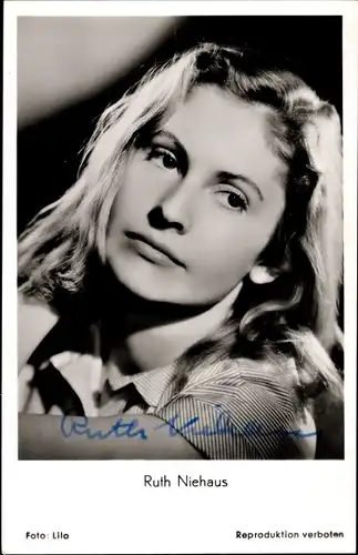 Ak Schauspielerin Ruth Niehaus, Portrait, Autogramm