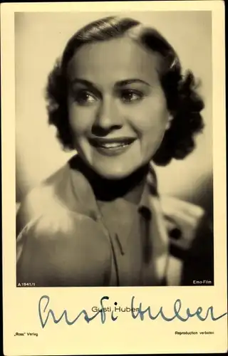 Ak Schauspielerin Gusti Huber, Portrait, Autogramm