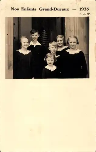 Ak Nos enfants Grand Ducaux, Adel Luxemburg, Portrait 1935