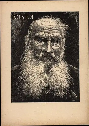 Künstler Ak Stratil K., Schriftsteller Lew Nikolajewitsch Tolstoi, Portrait