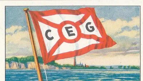 Sammelbild Reedereiflaggen der Welthandelsflotte, Bild 39 Deutschland, C. E. Geiss, Stolpmünde