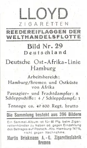 Sammelbild Reedereiflaggen der Welthandelsflotte, Bild 29 Deutschland, DOAL