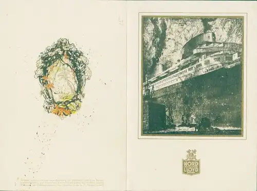 Klappkarte Schnelldampfer Columbus, Weihnachtsfahrt 1935, NDL, Auszug aus dem Schiffstagebuch