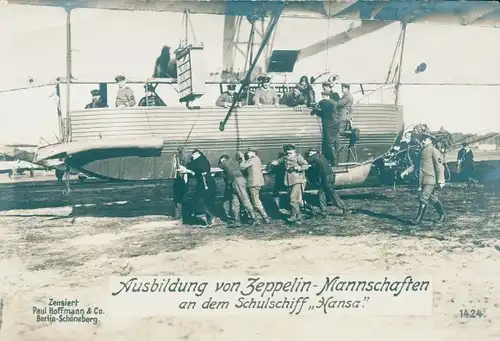 Ak Ausbildung von Zeppelin Mannschaften an dem Schulschiff Hansa, Luftschiff, LZ 13, DELAG