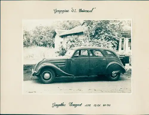 Foto Automobil, Gazobloc Peugeot 402 12 CV No. 30, Gazogene GL Universel