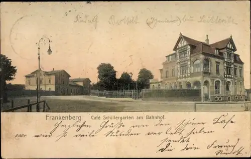 Ak Frankenberg in Sachsen, Café Schillergarten am Bahnhof