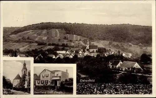 Ak Dahenfeld Neckarsulm in Württemberg, Gesamtansicht, Kirche, Handlung Paul Faigle