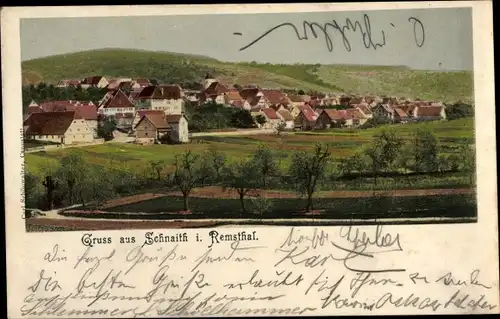 Ak Schnaith im Remstal, Stadtpanorama, Umland mit Feldern