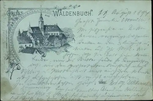 Vorläufer Mondschein Litho Waldenbuch in Württemberg, Kirche