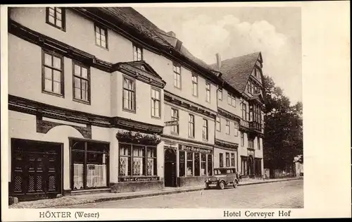 Ak Höxter in Westfalen, Hotel Corveyer Hof, Bierrestaurant, Auto