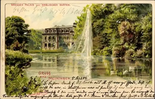 Litho Meiningen in Thüringen, Großes Palais Englischer Garten