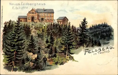 Litho Niederreifenberg Schmitten im Taunus, Großer Feldberg, Neues Feldberghaus F. Sturm