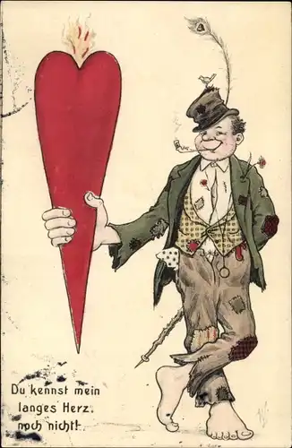 Künstler Ak Scheuermann, Willi, Landstreicher mit brennendem Herz