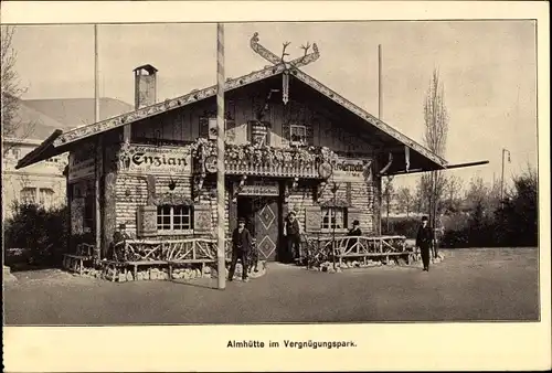 Ak Leipzig in Sachsen, Intern. Baufachausstelung 1913, Almhütte im Vergnügungspark