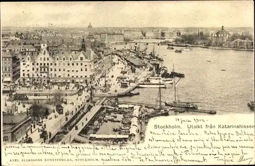 Ak Stockholm Schweden, Utsikt fran Katarinahissen