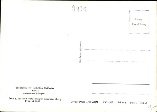 Ak Antonshöhe Antonsthal Breitenbrunn im Erzgebirge, Sanatorium für natürliche Heilweise, Kaffee