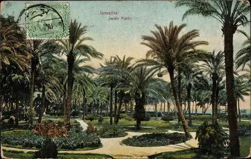 Ak Ismailia Ägypten, Jardin Public