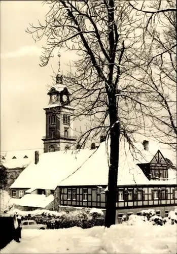 Ak Augustusburg im Erzgebirge, Kirche im Schnee