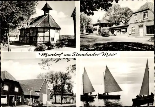 Ak Mardorf am Steinhuder Meer Neustadt am Rübenberge, Kapelle, Geschäftshaus, Segelboote