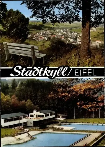 Ak Stadtkyll in der Eifel, Panorama, Freibad