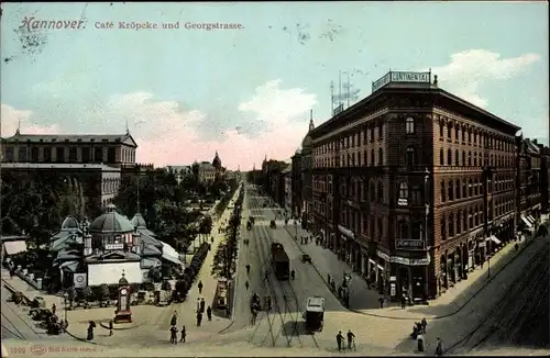 Ak Hannover in Niedersachsen, Café Kröpcke und Georgstraße, Continental