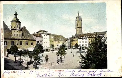 Ak Jena Thüringen, Blick über den Marktplatz