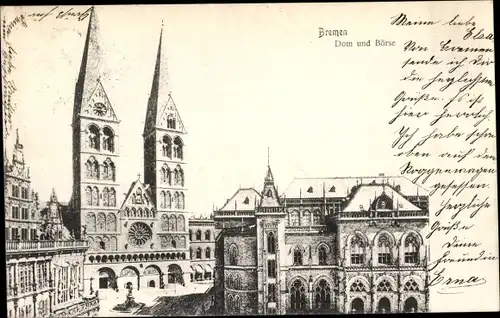 Ak Hansestadt Bremen, Dom und Börse