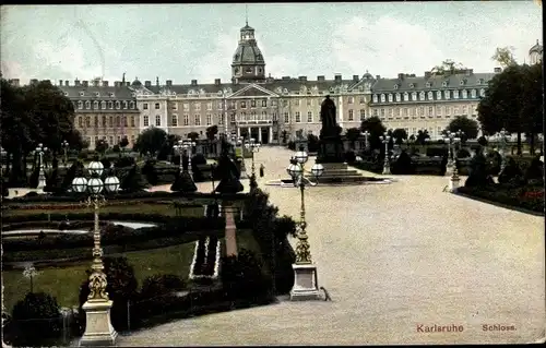 Ak Karlsruhe in Baden, Schloss, Parkanlage, Denkmal