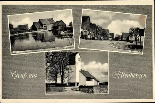 Ak Altenbergen Marienmünster in Westfalen, Kirche, Dorfstraße, Dorfteich