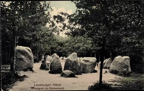 Ak Lüneburger Heide, Hünengrab im Kleckenwald