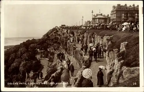 Ak Folkestone Kent England, Zig Zag Path, Looking West