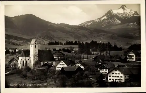 Ak Maria Rain Oy Mittelberg im Allgäu, Ortsansicht mit Gebirge
