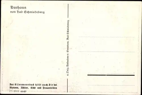 Ak Bad Schmiedeberg Dübener Heide, Kurhaus