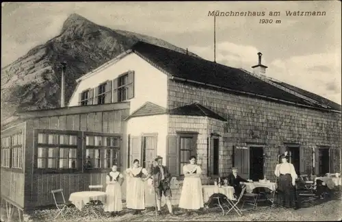 Ak Ramsau im Berchtesgadener Land Oberbayern, Watzmannhaus, Münchnerhaus am Watzmann