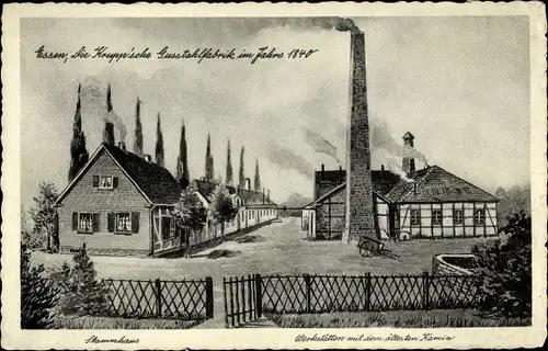 Ak Essen im Ruhrgebiet, die Krupp'sche Gusstahlfabrik im Jahre 1840, Stammhaus, Werkstätten