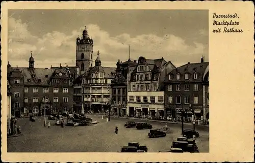 Ak Darmstadt in Hessen, Marktplatz mit Rathaus