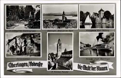 Ak Überlingen im Bodenseekreis, Kakteengruppe, Dampfer Stadt Überlingen, Heidenhöhlen