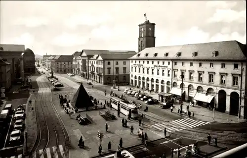 Ak Karlsruhe in Baden, Marktplatz mit Pyramide