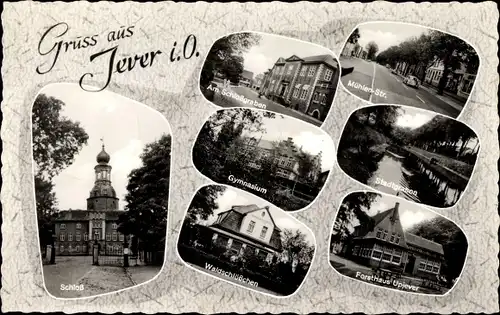 Ak Jever in Oldenburg Friesland, Schloss, Gymnasium, Am Schlossgraben