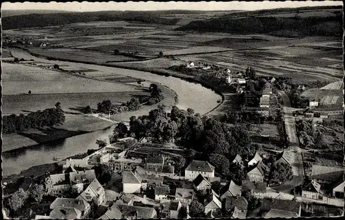 Ak Polle an der Weser, Luftbild