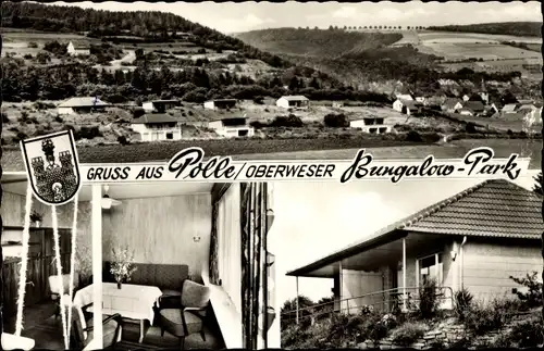 Wappen Ak Polle an der Weser in Niedersachsen, Blick zum Bungalow Park, Innenansicht