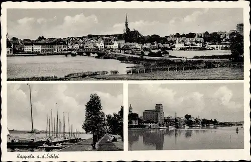 Ak Kappeln in Schleswig Holstein, Panorama vom Ort, Partie am Hafen