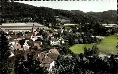 Ak Eschenbach Pommelsbrunn Mittelfranken, Panorama der Ortschaft, Kirchturm