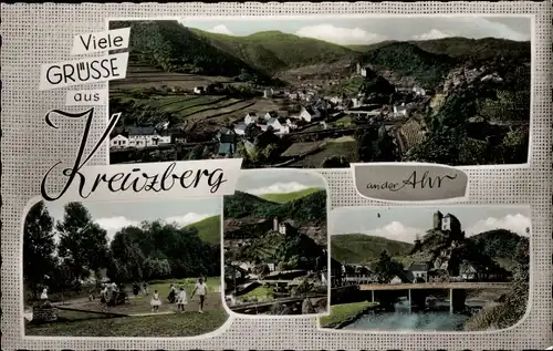 Ak Kreuzberg Altenahr im Ahrtal, Panorama, Brücke