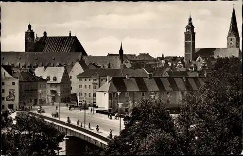 Ak Ingolstadt an der Donau Oberbayern, Blick auf die Donaubrücke