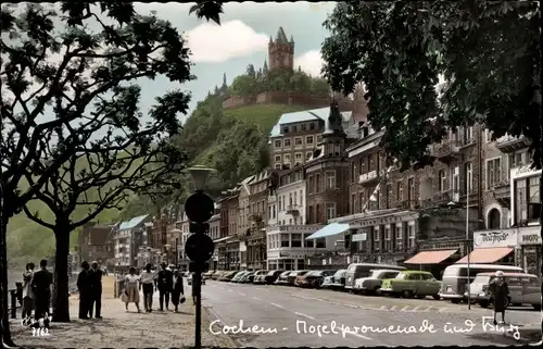 Ak Cochem an der Mosel, Moselpromenade und Burg Cochem