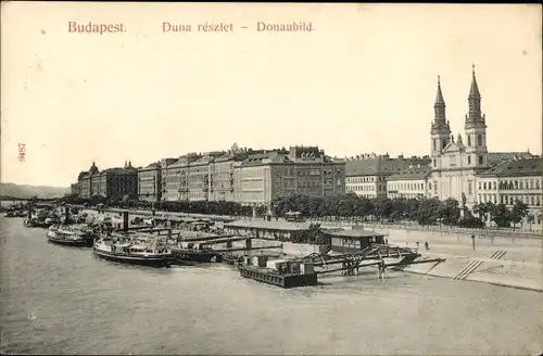 Ak Budapest Ungarn, Duna reszlet, Donaubild