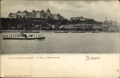 Ak Budapest Ungarn, K. Burg u. Mathiaskirche, Schiff